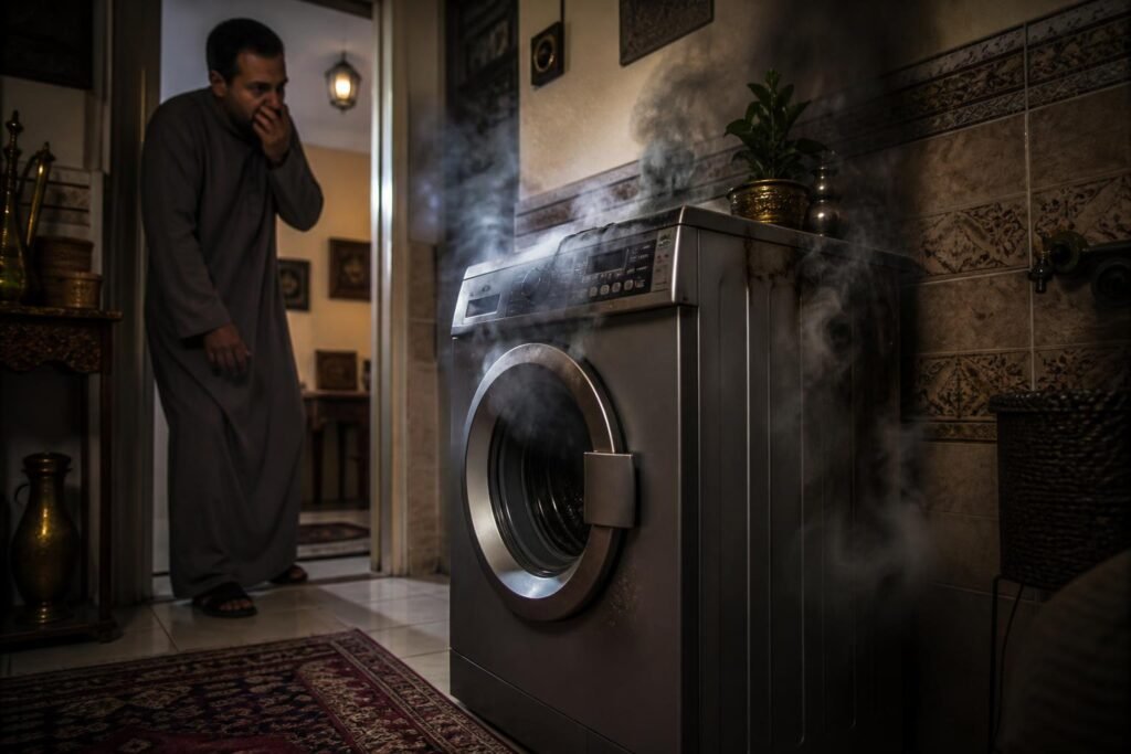 غسالة ويرلبول مع رائحة حرق