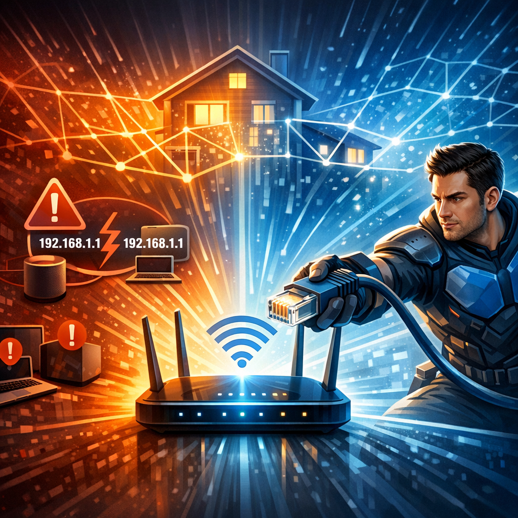 Illustration of حل نهائي لمشكلة تعارض IP في الشبكة المنزلية بسرعة وسهولة