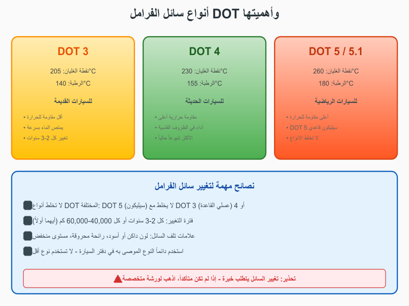 أنواع سائل الفرامل DOT