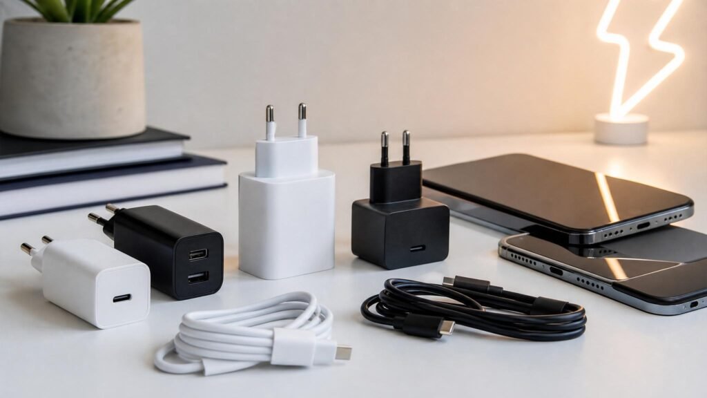 شواحن سريعة مع هواتف وكابلات USB-C